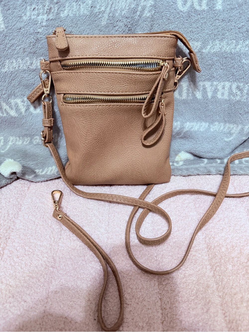 Classic Crossbody Phone Bag with wristlet in Light Brown